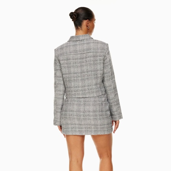 Aritzia Babaton black & white cotton linen tweed blazer jacket - 2XS - Picture 5 of 10
